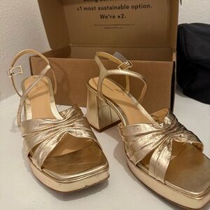 Maize Gold Platform Sandal from Reformation. Worn once for a wedding! Size 8.5